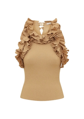 ZIMMERMANN Luna ruffled-detail top - Gold