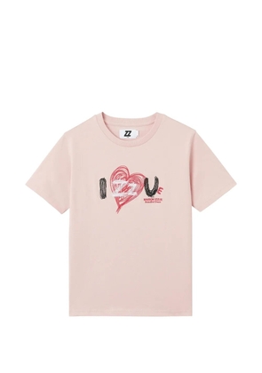 izzue round neck graphic T-shirt - Pink