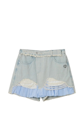 Musium Div. distressed ruffled shorts - Blue
