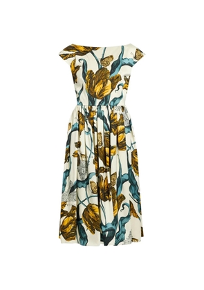 ERDEM boat-neck floral midi dress - Neutrals