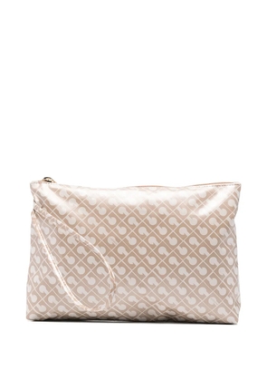 Gherardini large patterned zipped clutch bag - Neutrals