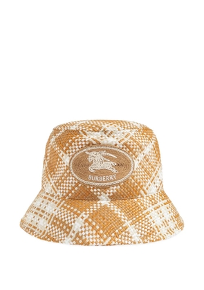 Burberry checked logo-patch bucket hat - Neutrals
