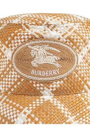 Burberry checked logo-patch bucket hat - Neutrals
