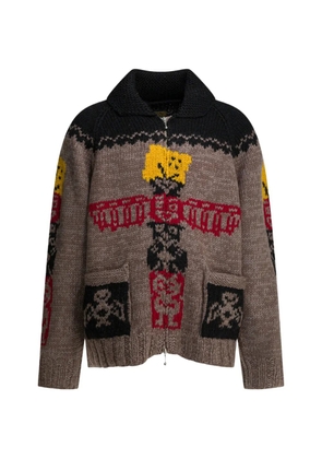 KAPITAL patterned zip-up cardigan - Brown