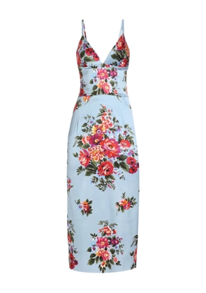 Dolce & Gabbana floral V-neck midi dress - Blue
