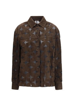 S.W.O.R.D 6.6.44 flower-appliqué suede jacket - Brown