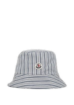 Moncler striped logo bucket hat - Blue