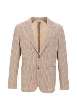 Manuel Ritz Nuvola striped cotton blazer - Neutrals