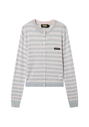 Mini Cream striped cardigan - Grey
