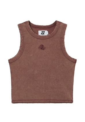 izzue distressed ribbed top - Brown