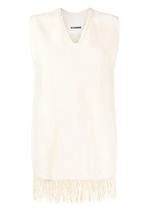 Jil Sander fringed v-neck vest top - Neutrals