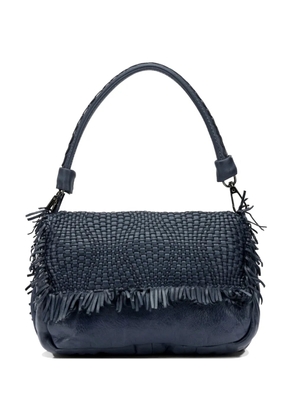Reptile's House Anfora woven fringed leather shoulder bag - Blue
