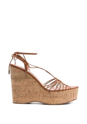 Aquazzura Ritmo lace-up platform sandals - Brown