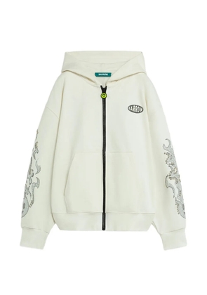 BARROW zip embellished hoodie - White