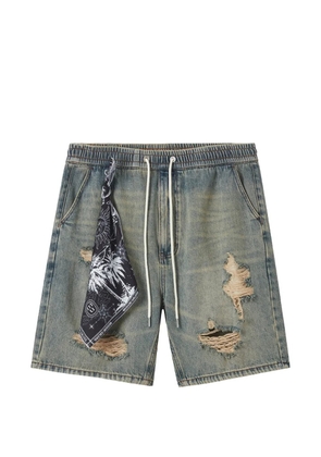 Musium Div. distressed drawstring denim shorts - Blue