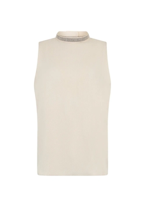 Fabiana Filippi rhinestone-embellished high-neck top - Neutrals