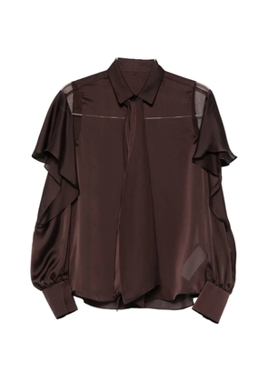 sacai ruffled panelled shirt - Brown