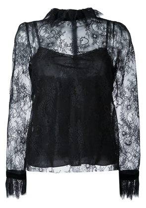 Philosophy Di Lorenzo Serafini ruffled neck lace blouse - Black