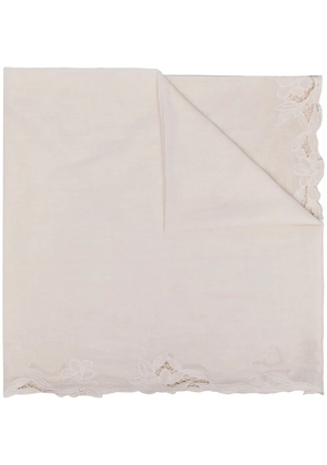 Faliero Sarti floral lace-trimmed scarf - White