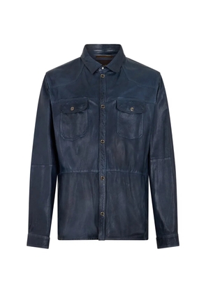 Moorer flap-pocket leather jacket - Blue