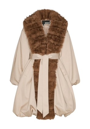 ROTATE BIRGER CHRISTENSEN faux-fur-collar balloon-hem coat - Neutrals