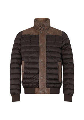 Moorer raised-collar padded jacket - Brown