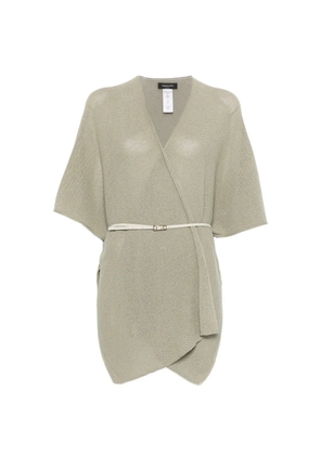 Fabiana Filippi belt short sleeve poncho - Green