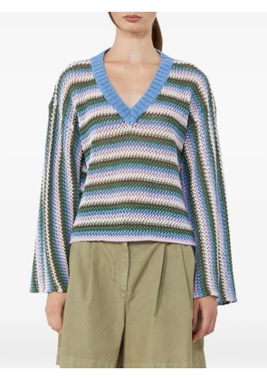 Max Mara Epica striped V-neck sweater - Blue
