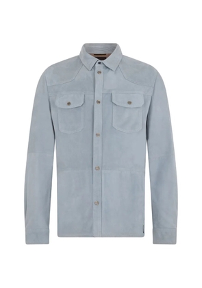 Moorer chest pockets leather shirt - Blue