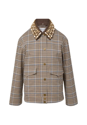 Veronica Beard Kasper plaid-pattern embellished-collar jacket - Neutrals