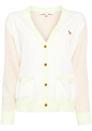 Maison Kitsuné Baby Fox-embroidered wool cardigan - White