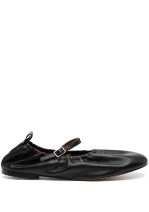 Maison Kitsuné leather flat ballerina shoes - Black