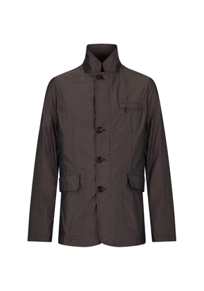 Moorer high-collar buttoned jacket - Brown