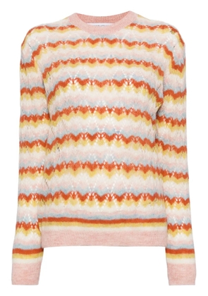 Maison Kitsuné stripped lace jumper - Neutrals