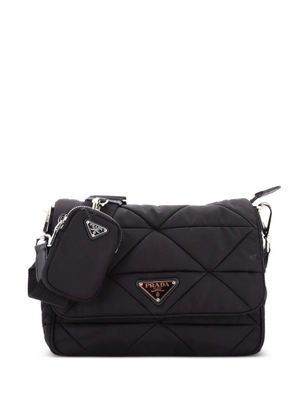 Prada Pre-Owned Padded Flap Shoulder Bag Quilted Tessuto crossbody bag - Black