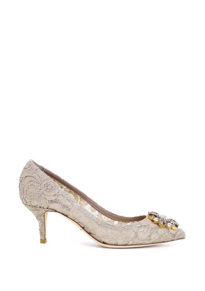 Dolce & Gabbana Bellucci rainbow lace brooch-detail pumps - Neutrals