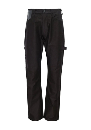 Junya Watanabe MAN leather-patch cotton trousers - Black