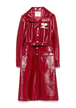 Courrèges faux-leather logo trench coat - Red