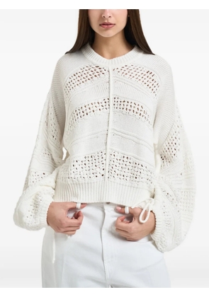 LIU JO tie-detail long-sleeve sweater - White