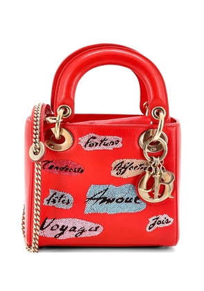 Christian Dior Pre-Owned Lady Dior Chain Bag Beaded Leather Mini shoulder bag - Red
