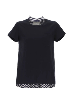 sacai striped pleated T-shirt - Blue