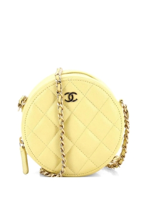CHANEL Pre-Owned Round Clutch with Chain Quilted Caviar Mini crossbody bag - Yellow