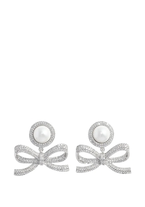 Self-Portrait bow-detail drop earrings - Silver