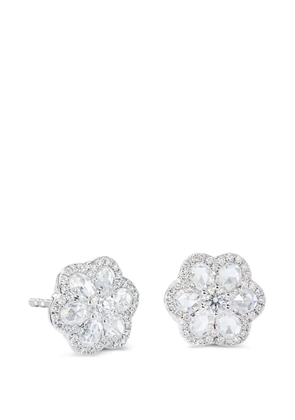 64 Facets 18kt white gold floral Diamond earrings - Silver