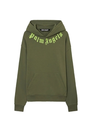 Palm Angels neck-logo hoodie - Green