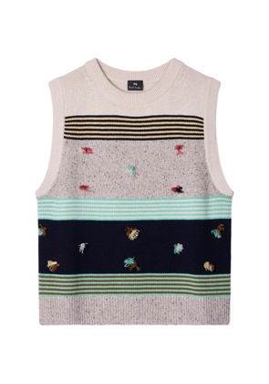 PS Paul Smith embroidered sleeveless sweater - Neutrals
