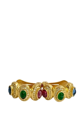 Christian Dior Pre-Owned 20th Century Gold Plated Gripoix and Rhinestone Cuff Clip On Earrings costume earrings