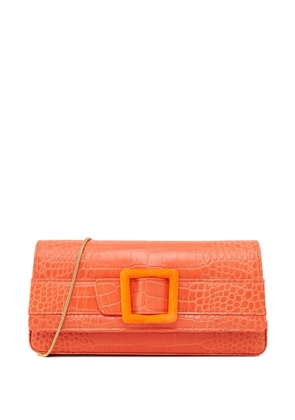 Manolo Blahnik Maygot croc-effect buckle clutch bag - Orange