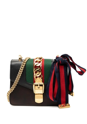 Gucci Pre-Owned 2016-2025 Mini Leather Web Sylvie Chain crossbody bag - Black