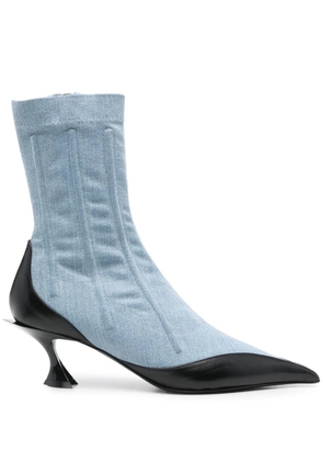 Mugler 55mm denim boots - Blue